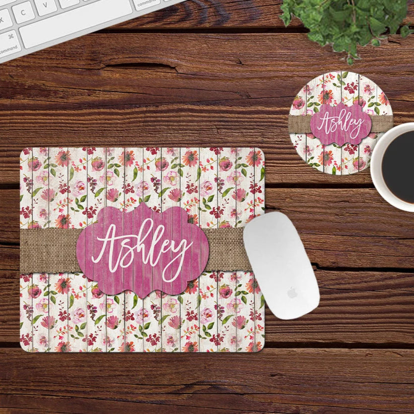 Pink Floral Mousepad