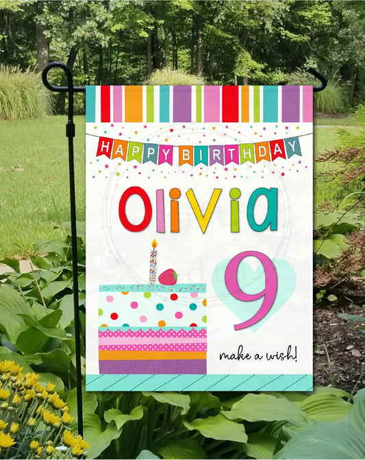 Personalized Birthday Garden Flag (2 color choices!)