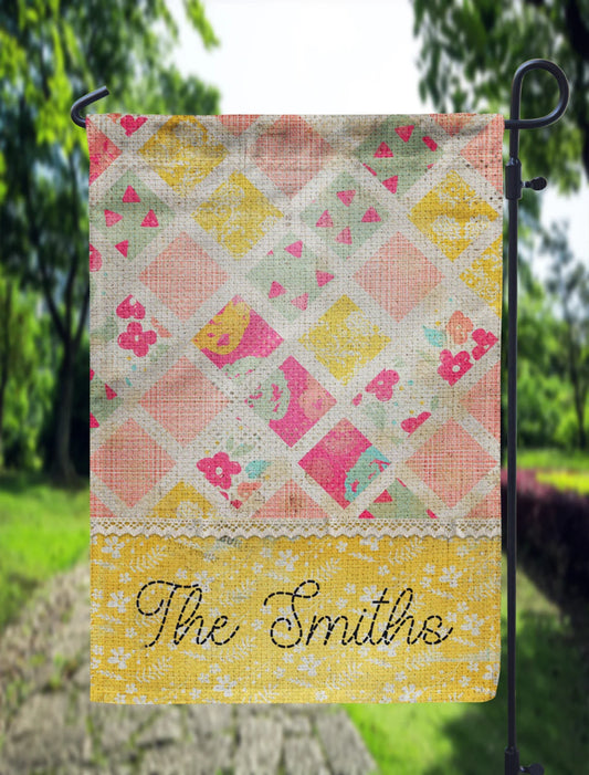 Personalized Boho Floral Garden Flag