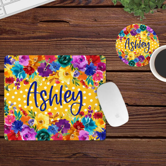 Bright Mustard Floral Mousepad