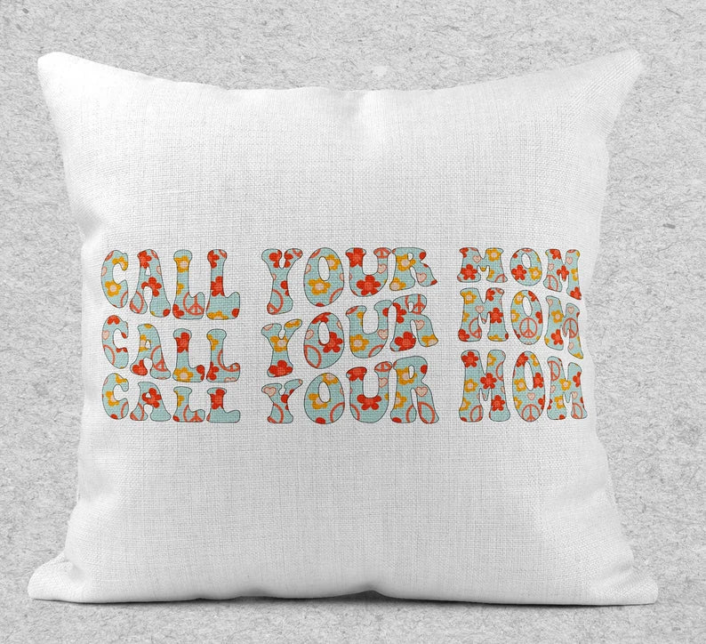 Call Your Mom Pillow, Blue Retro