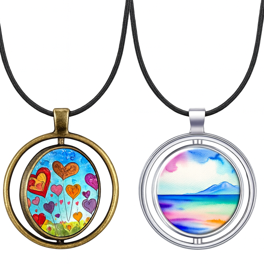 Double Sided Rotating Necklace Drawn2Art
