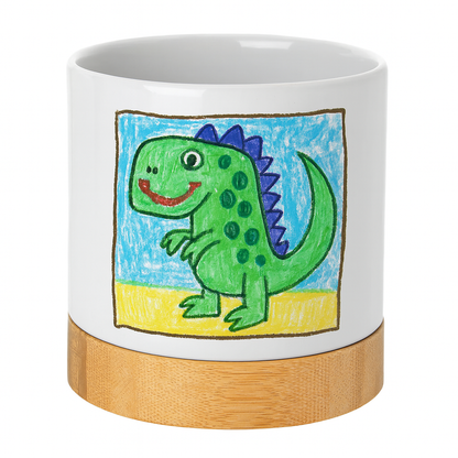 Ceramic Planter with Bamboo Tray Drawn2Art
