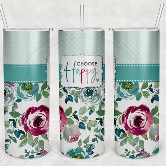 Choose Happy Floral Tumbler