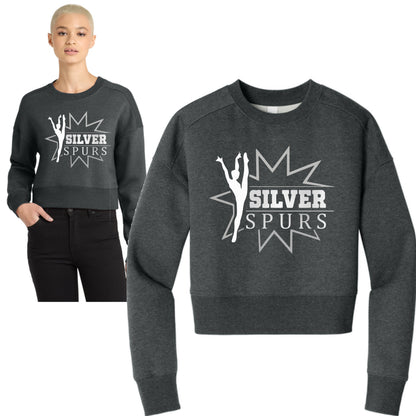 Silver Spurs Logo Cropped Crewneck Sweatshirt