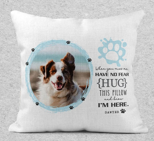 Hug Me Memorial Dog Pillow, Blue