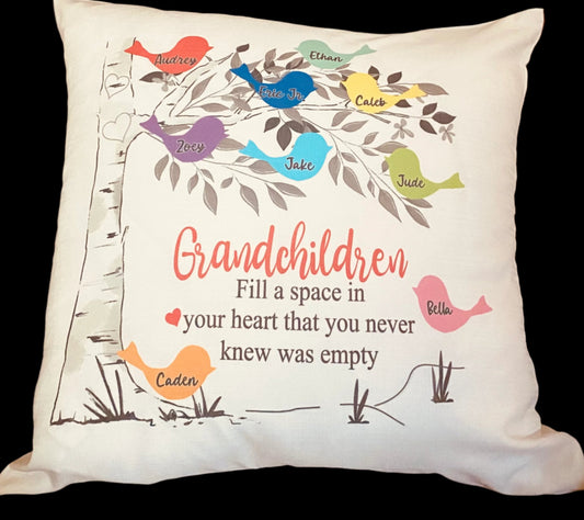 Grandchildren Throw Pillow- Tree with Names