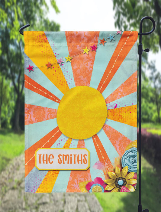 Personalized Fun Floral Sunshine Garden Flag