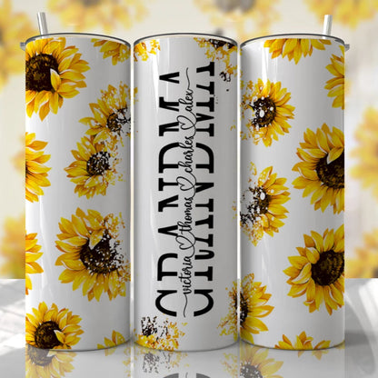 Sunflower Grandma Tumbler With Names