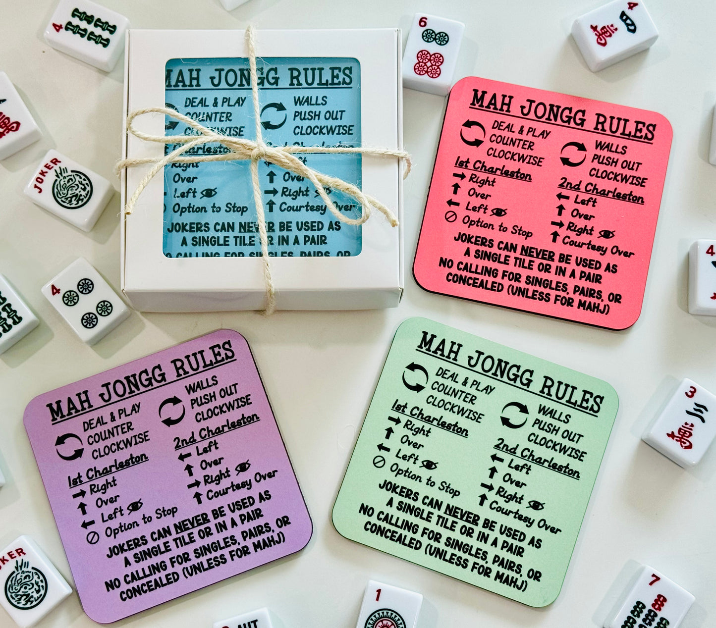 Mahjong Rules Coasters (Set of 4)