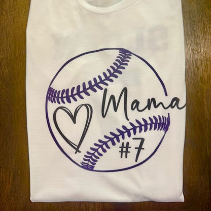 Baseball Mama Shirt with Name and #