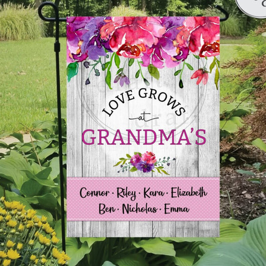 Personalized Love Grows at Grandma's Garden Flag