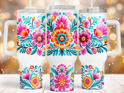 Bright Floral 30-40oz tumbler (3 Cup Options)