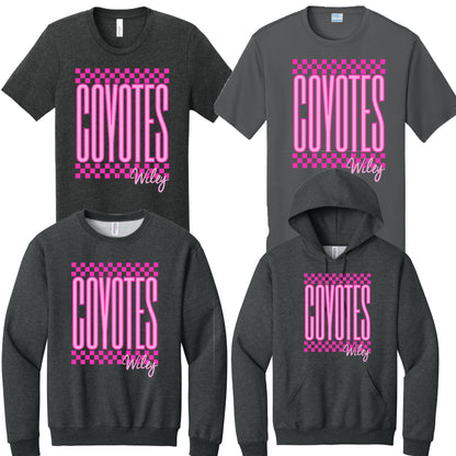 Wiley Coyotes Pink Checkered Apparel