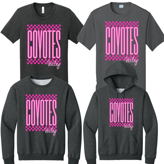 Wiley Coyotes Pink Checkered Apparel