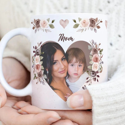 Mom Heart Photo Mug- 2 Photos