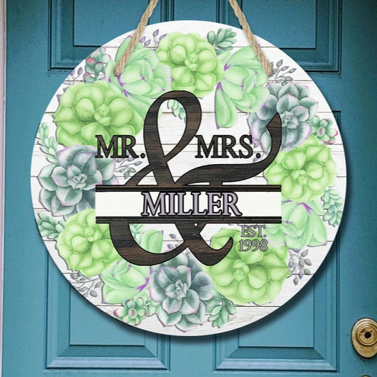 Mr & Mrs Succulent Wreath Door Hanger