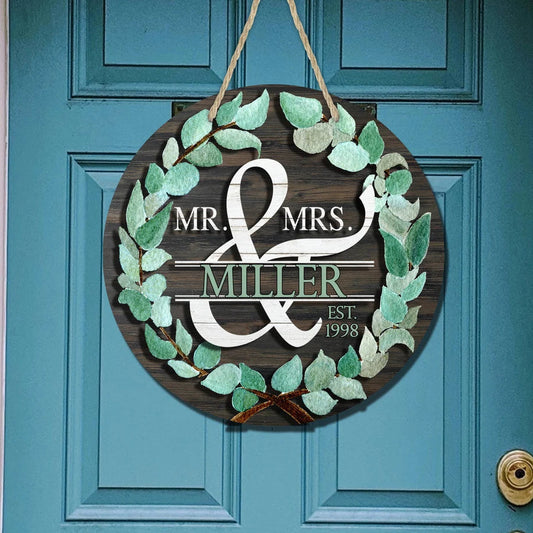 Mr & Mrs Green Wreath Door Hanger