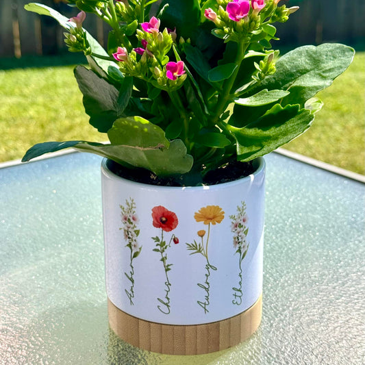 Family Names & Birth Flowers- Ceramic Planter