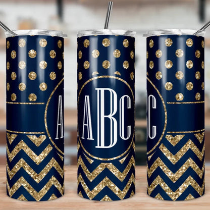 Navy & Gold Monogram Tumbler