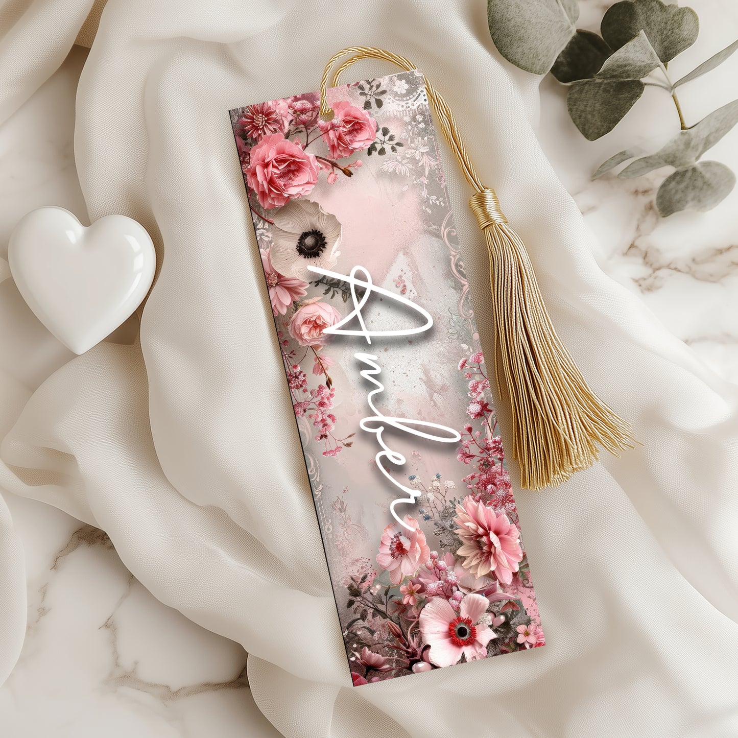 Pink Floral Bookmark