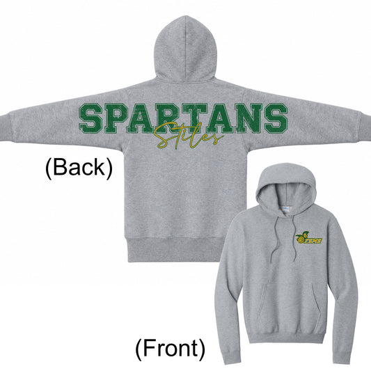 Gray Spartans Hoodie with Oversized Varsity Lettering