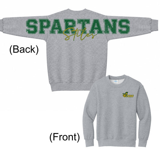 Gray Spartans Sweatshirt with Oversized Varsity Lettering