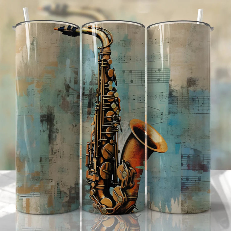 Saxophone Tumbler Blue