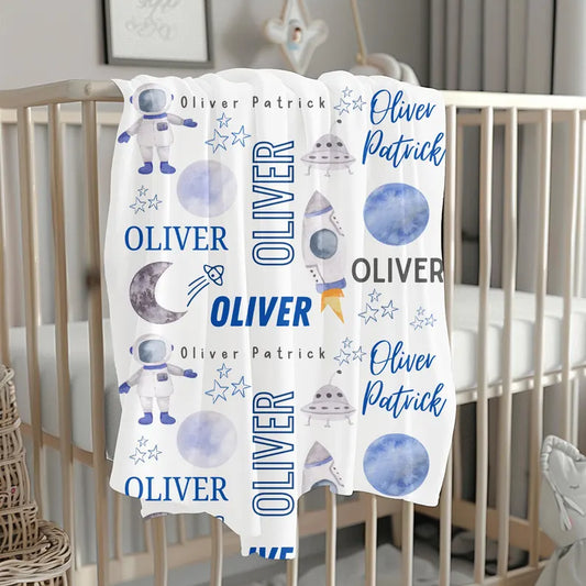 Outer Space Personalized Baby Blanket