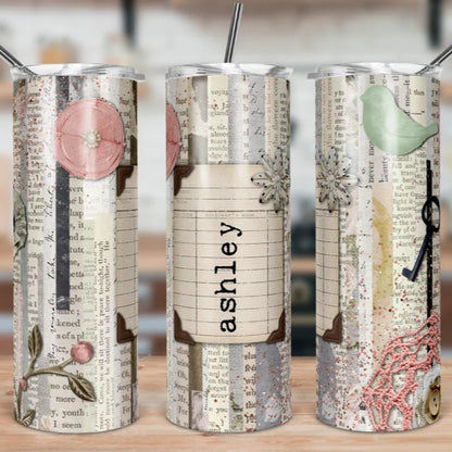 Vintage Book Name Tumbler