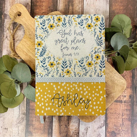 Yellow and Blue Floral Polka dot Notebook