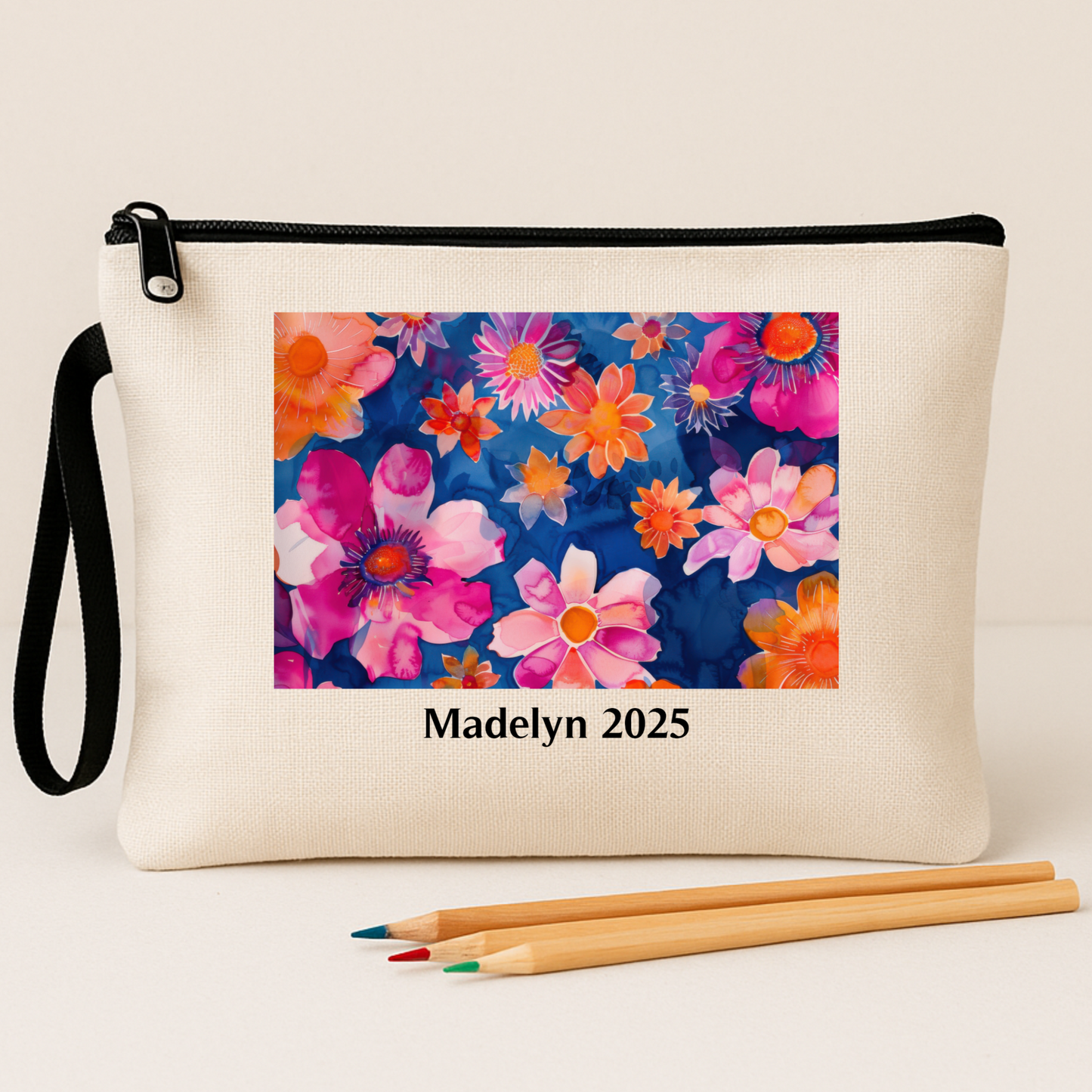 Linen Zipper Pouch Drawn2Art
