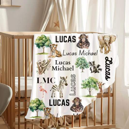 Zoo Animal Personalized Baby Blanket