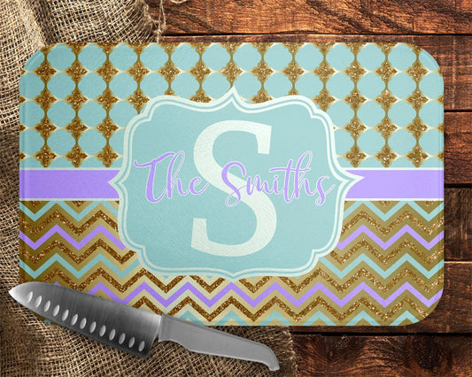 Gold Purple Mint Cutting Board