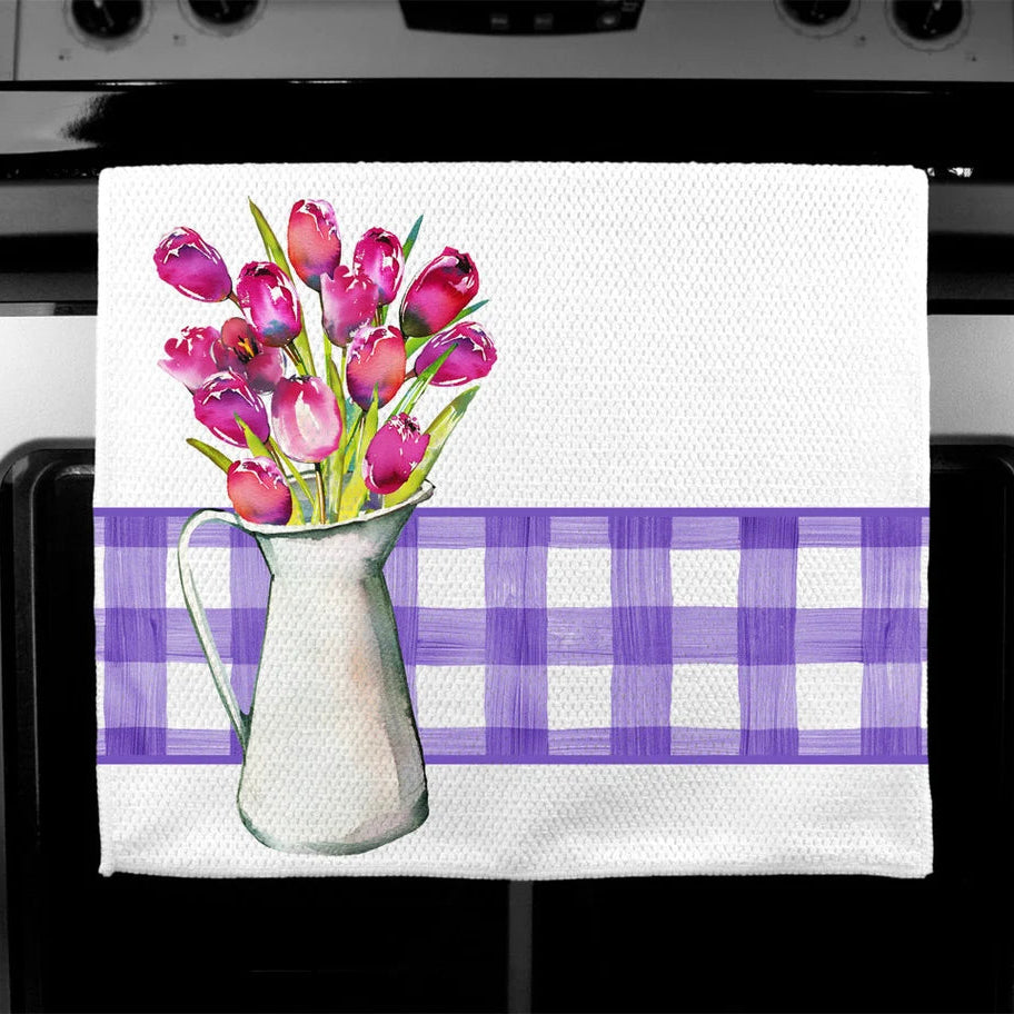 Purple Gingham Tulip Towel