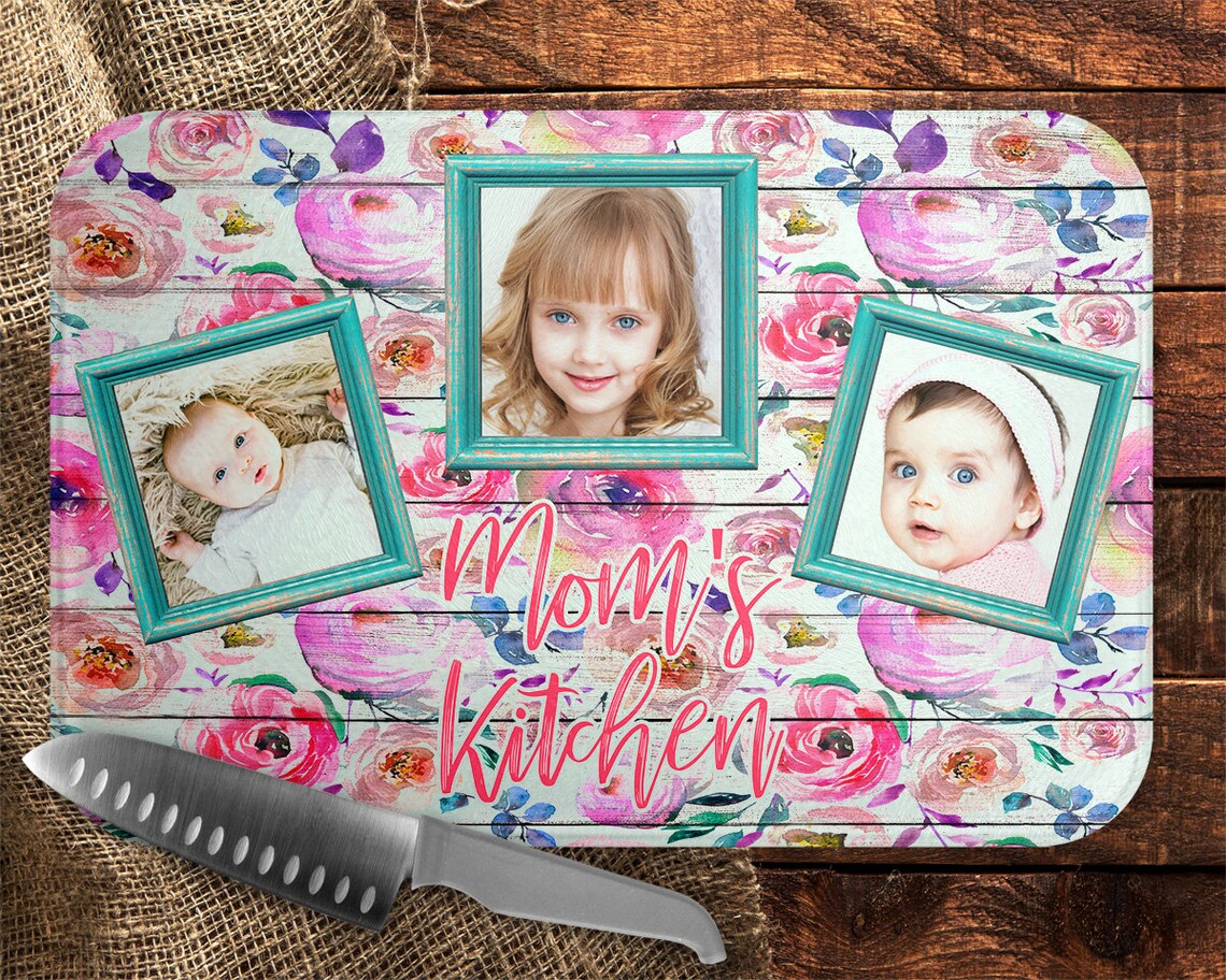 Floral Wooden Photo Frame Cutting Board