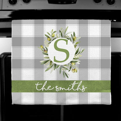 Olive Wreath Buffalo Plaid Towel