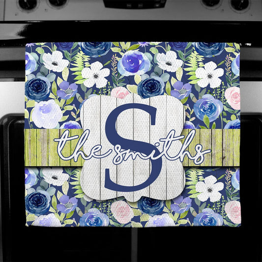 Blue Wooden Floral Towel