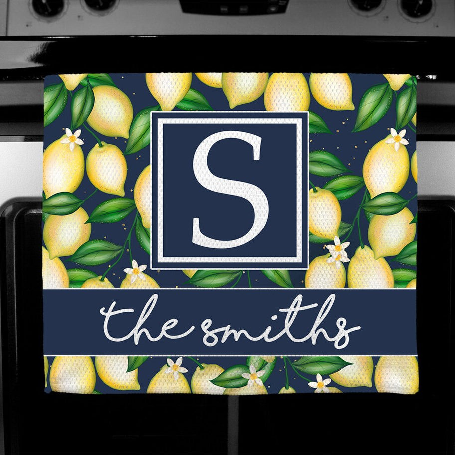 Navy Blue Lemon Towel