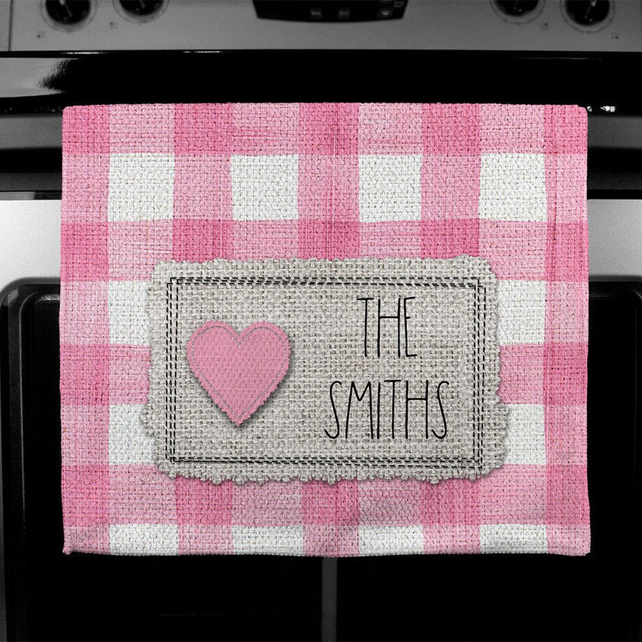 Pink Buffalo Plaid Heart Towel
