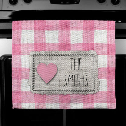 Pink Buffalo Plaid Heart Towel