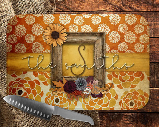 Boho Fall Floral Cutting Board