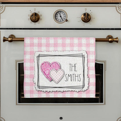 Pink Buffalo Plaid Hearts Towel