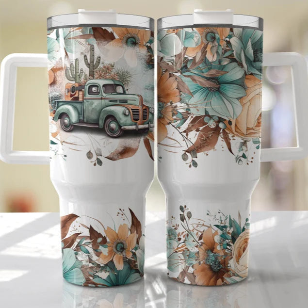 Pickup Truck & Floral 30-40oz Tumbler (3 Cup Options)