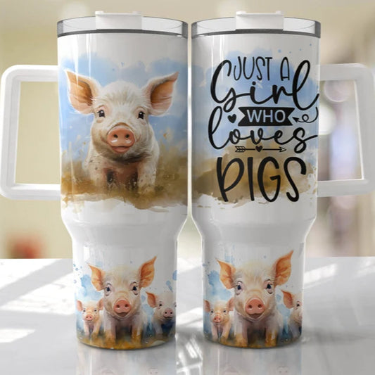 Girl Who Loves Pigs 30-40oz Tumbler (3 Cup Options)