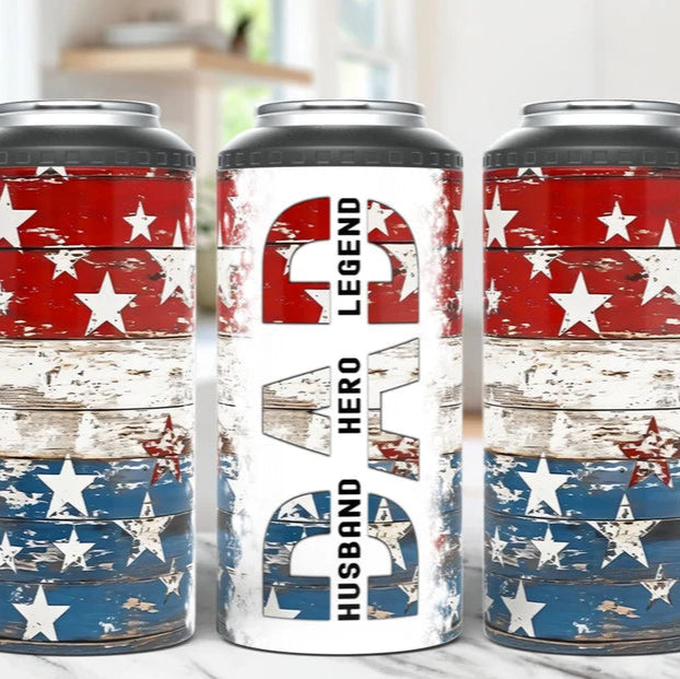 Dad Patriotic Can Cooler