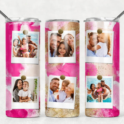 Pink & Gold Photo Tumbler- 6 Photos